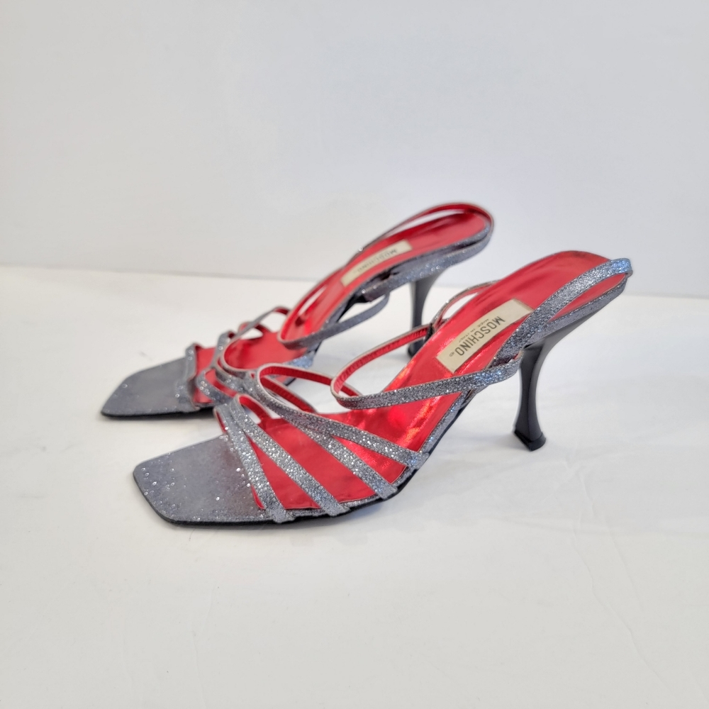 Moschino womens heels 90s evening sparkle glitter heels shoes size 38 Designer